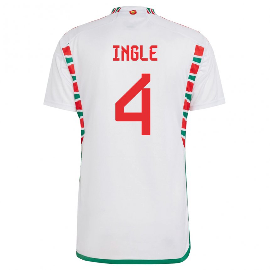 Mænd Wales Sophie Ingle #4 Hvid Udebane Spillertrøjer 22-24 Trøje T-shirt