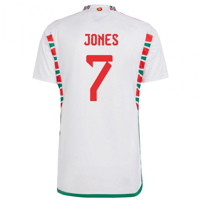 Mænd Wales Emma Jones #7 Hvid Udebane Spillertrøjer 22-24 Trøje T-shirt