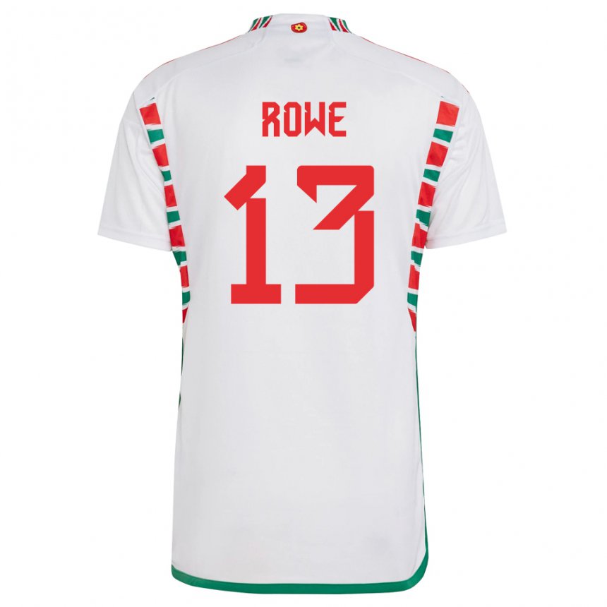 Mænd Wales Rachel Rowe #13 Hvid Udebane Spillertrøjer 22-24 Trøje T-shirt