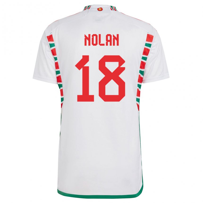 Mænd Wales Kylie Nolan #18 Hvid Udebane Spillertrøjer 22-24 Trøje T-shirt