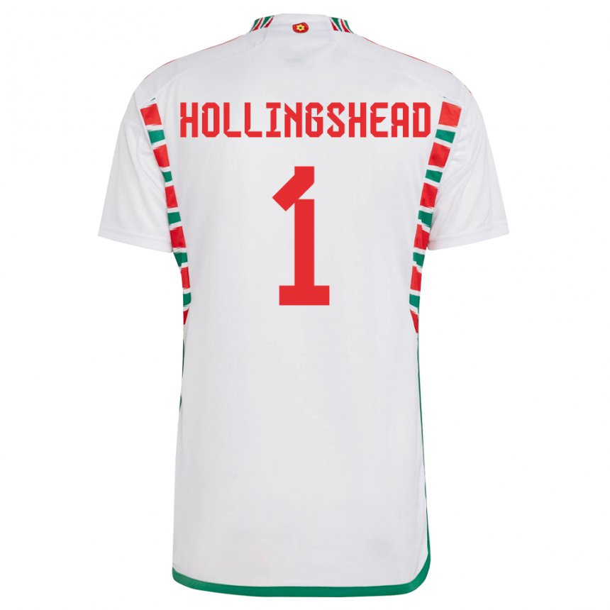 Mænd Wales Ronnie Hollingshead #1 Hvid Udebane Spillertrøjer 22-24 Trøje T-shirt