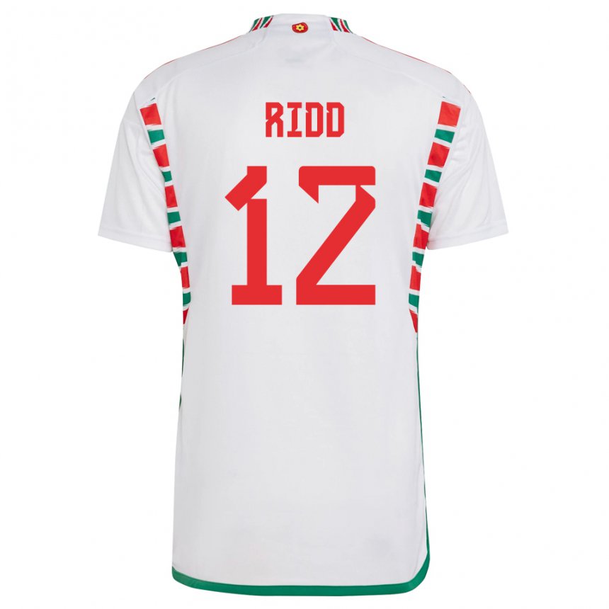 Mænd Wales Lewis Ridd #12 Hvid Udebane Spillertrøjer 22-24 Trøje T-shirt