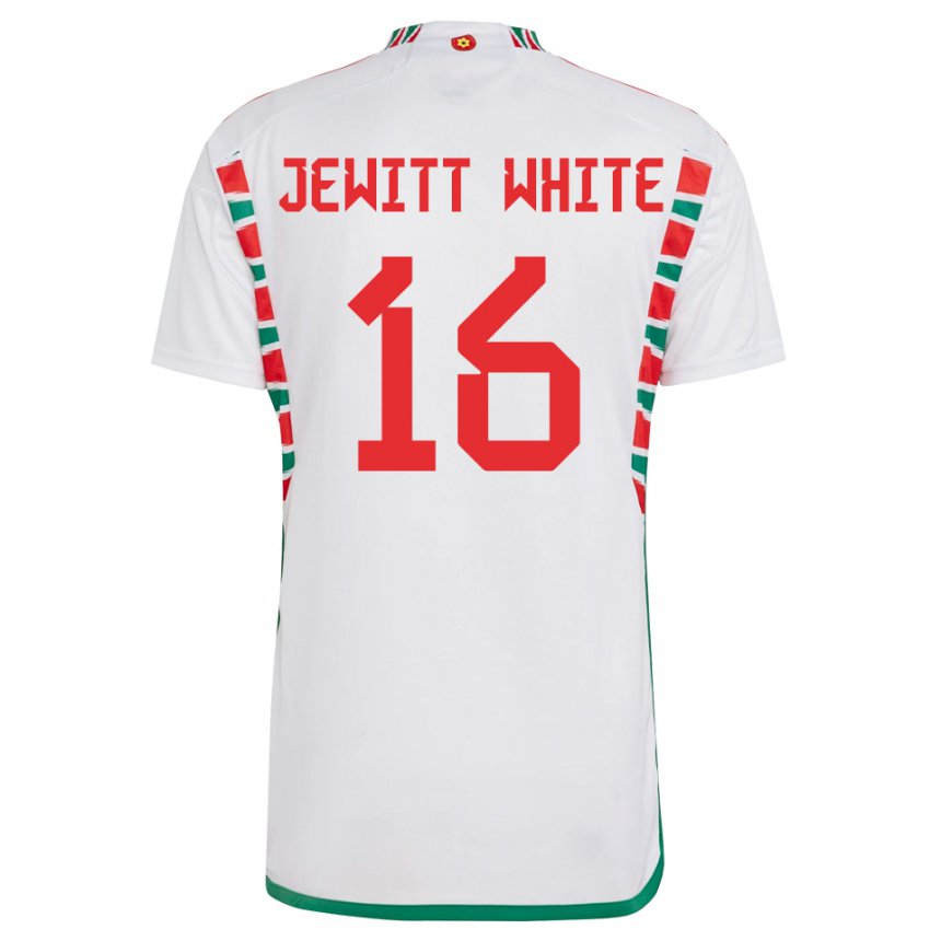 Mænd Wales Harry Jewitt White #16 Hvid Udebane Spillertrøjer 22-24 Trøje T-shirt