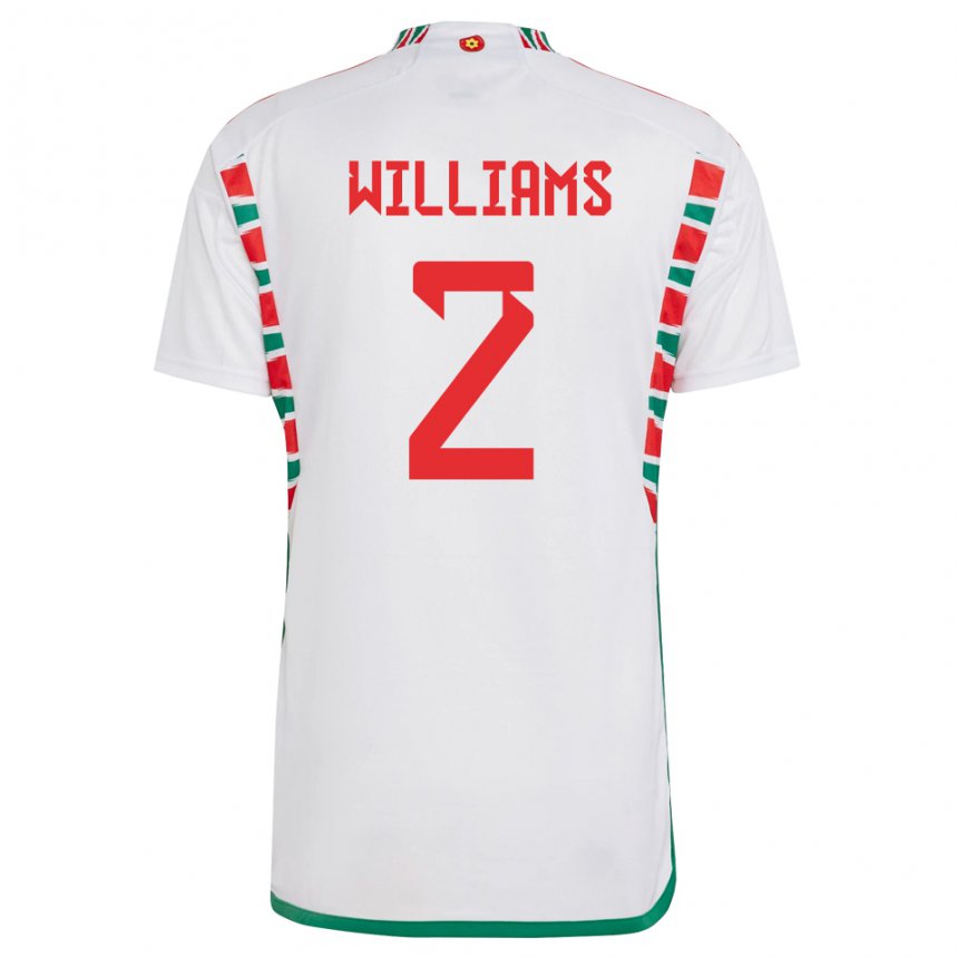 Mænd Wales Alex Williams #2 Hvid Udebane Spillertrøjer 22-24 Trøje T-shirt