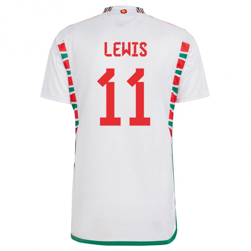 Mænd Wales Sonny Lewis #11 Hvid Udebane Spillertrøjer 22-24 Trøje T-shirt