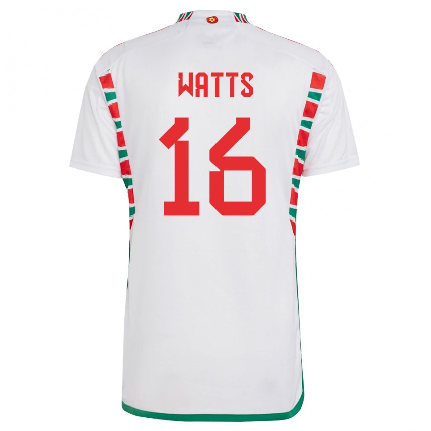 Mænd Wales Daniel Watts #16 Hvid Udebane Spillertrøjer 22-24 Trøje T-shirt