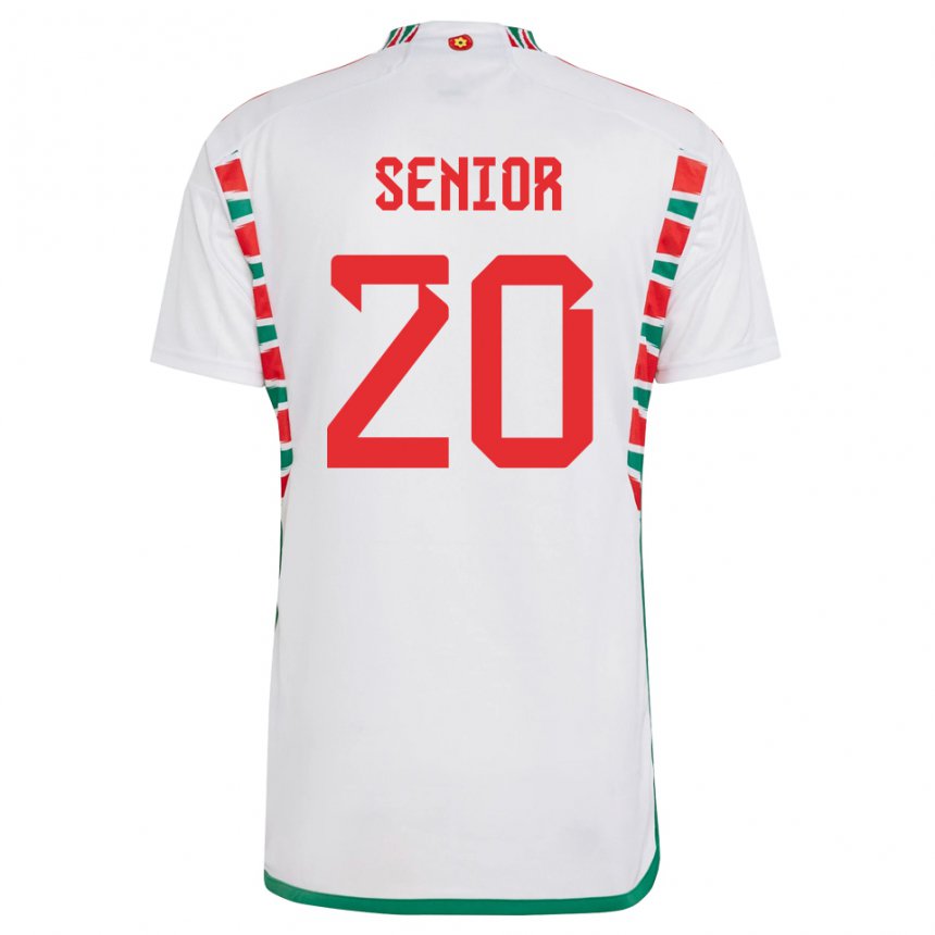 Mænd Wales Matt Senior #20 Hvid Udebane Spillertrøjer 22-24 Trøje T-shirt