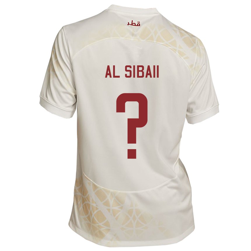 Mænd Qatars Ahmad Al Sibaii #0 Gold Beige Udebane Spillertrøjer 22-24 Trøje T-shirt