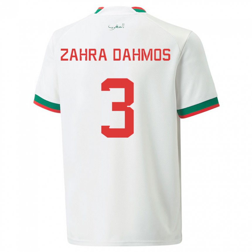 Mænd Marokkos Fatima Zahra Dahmos #3 Hvid Udebane Spillertrøjer 22-24 Trøje T-shirt