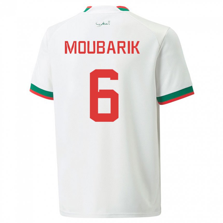 Mænd Marokkos El Mehdi Moubarik #6 Hvid Udebane Spillertrøjer 22-24 Trøje T-shirt