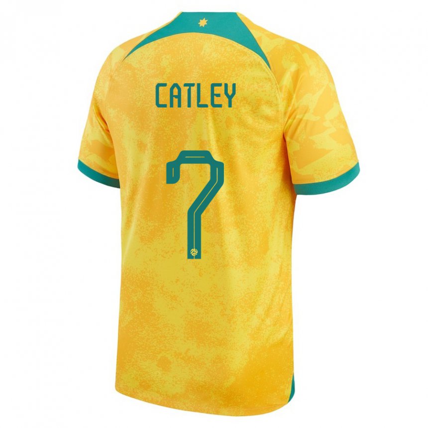 Kvinder Australiens Stephanie Catley #7 Gylden Hjemmebane Spillertrøjer 22-24 Trøje T-shirt