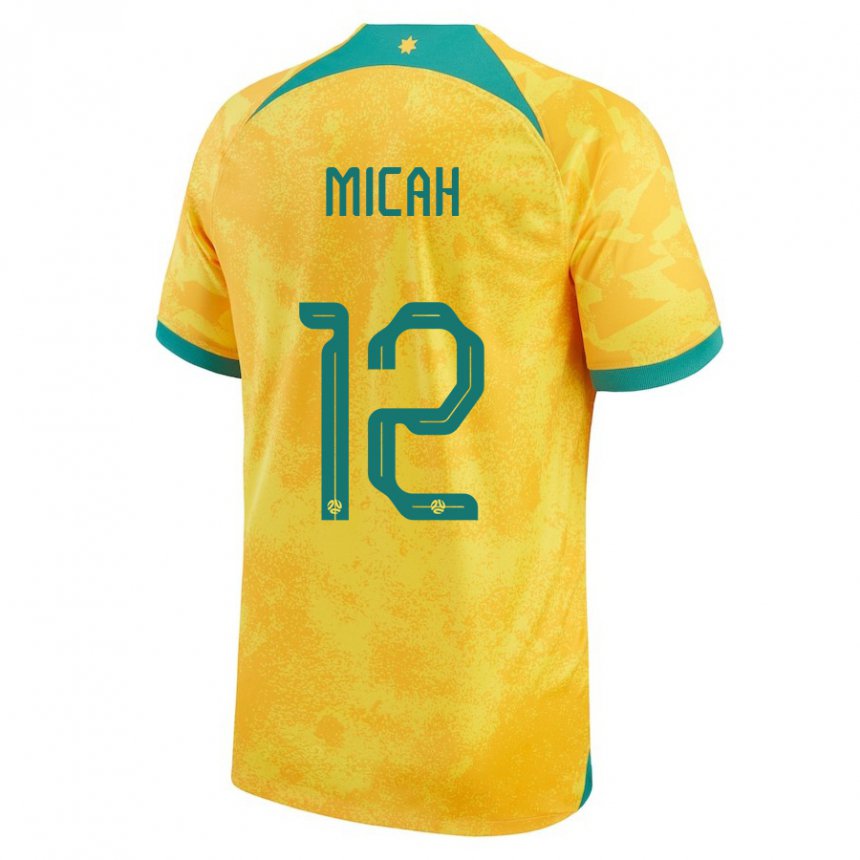 Kvinder Australiens Teagan Micah #12 Gylden Hjemmebane Spillertrøjer 22-24 Trøje T-shirt