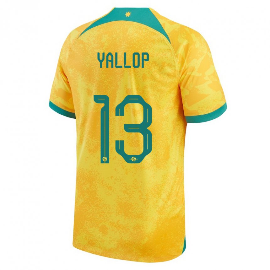 Kvinder Australiens Tameka Yallop #13 Gylden Hjemmebane Spillertrøjer 22-24 Trøje T-shirt