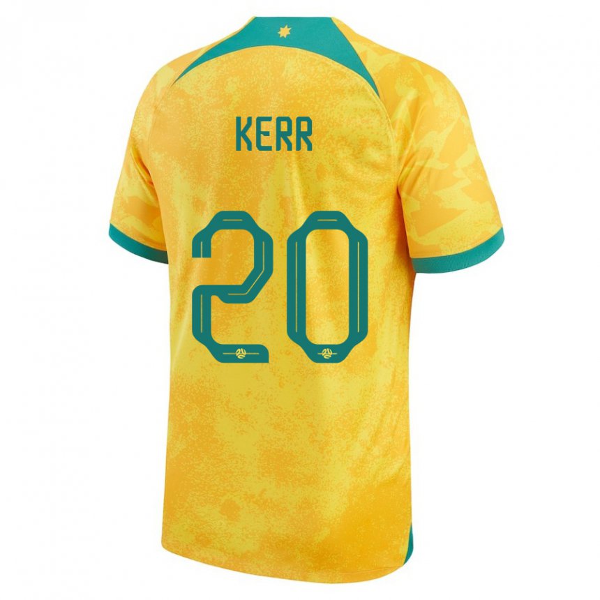 Kvinder Australiens Sam Kerr #20 Gylden Hjemmebane Spillertrøjer 22-24 Trøje T-shirt