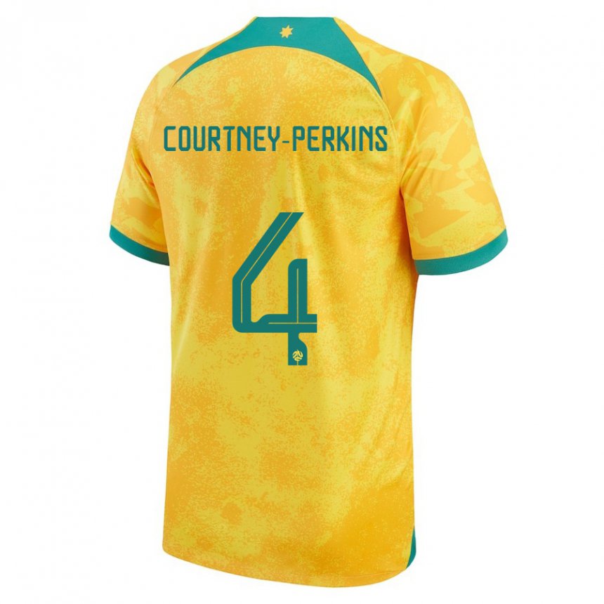 Kvinder Australiens Jordan Courtney Perkins #4 Gylden Hjemmebane Spillertrøjer 22-24 Trøje T-shirt