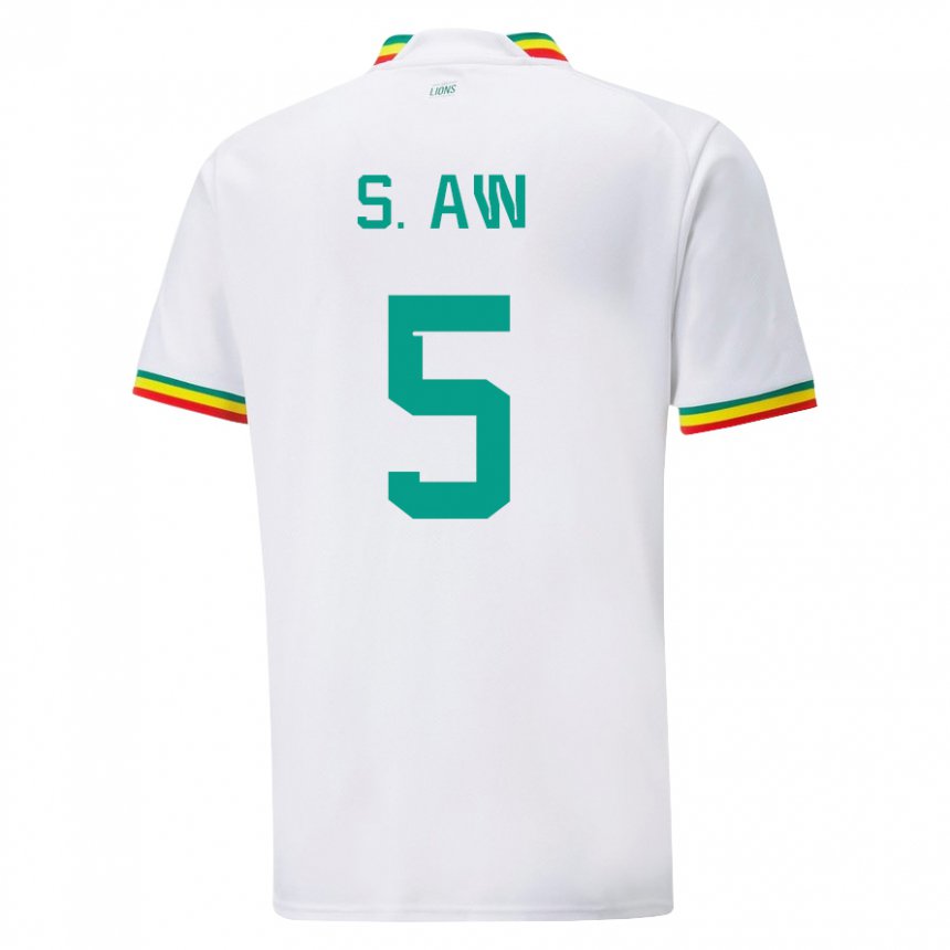 Kvinder Senegals Souleymane Aw #5 Hvid Hjemmebane Spillertrøjer 22-24 Trøje T-shirt