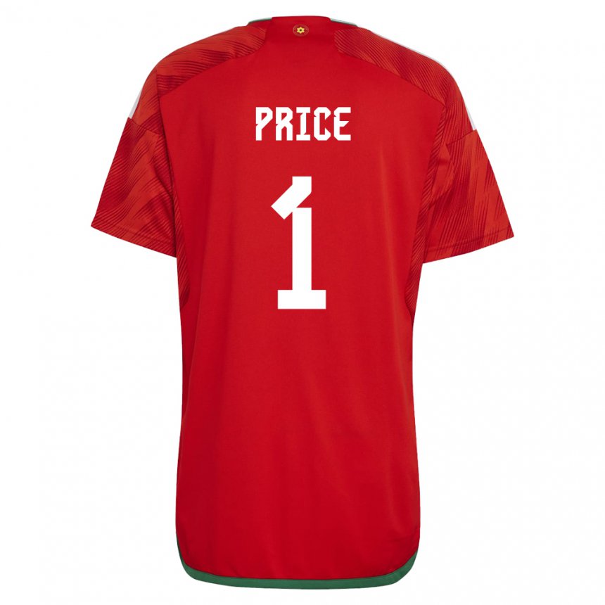 Kvinder Wales Jo Price #1 Rød Hjemmebane Spillertrøjer 22-24 Trøje T-shirt