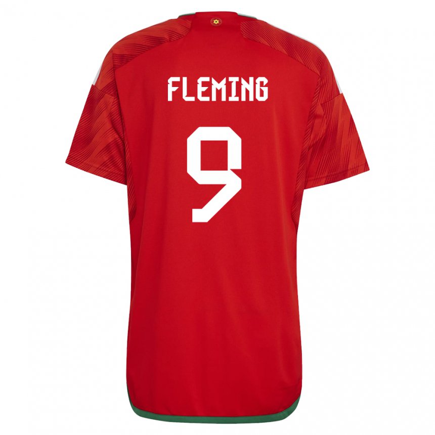 Kvinder Wales Cole Fleming #9 Rød Hjemmebane Spillertrøjer 22-24 Trøje T-shirt