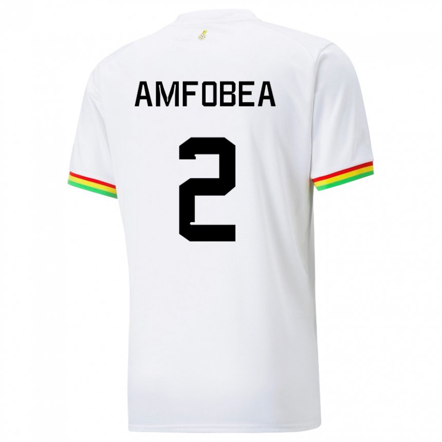 Kvinder Ghanas Gladys Amfobea #2 Hvid Hjemmebane Spillertrøjer 22-24 Trøje T-shirt