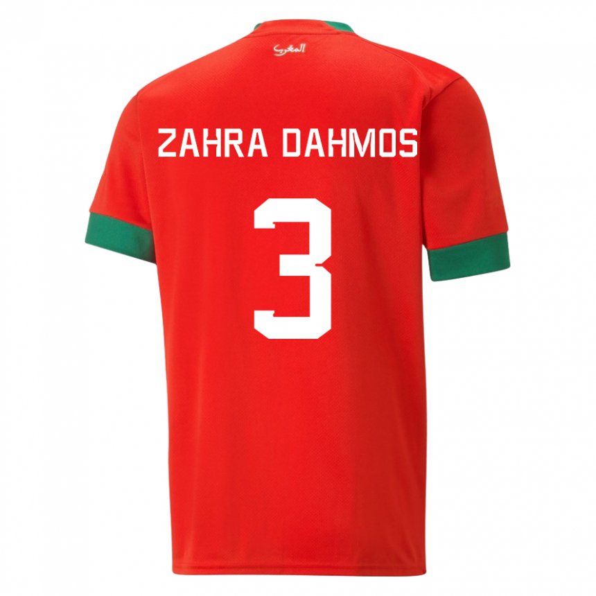 Kvinder Marokkos Fatima Zahra Dahmos #3 Rød Hjemmebane Spillertrøjer 22-24 Trøje T-shirt
