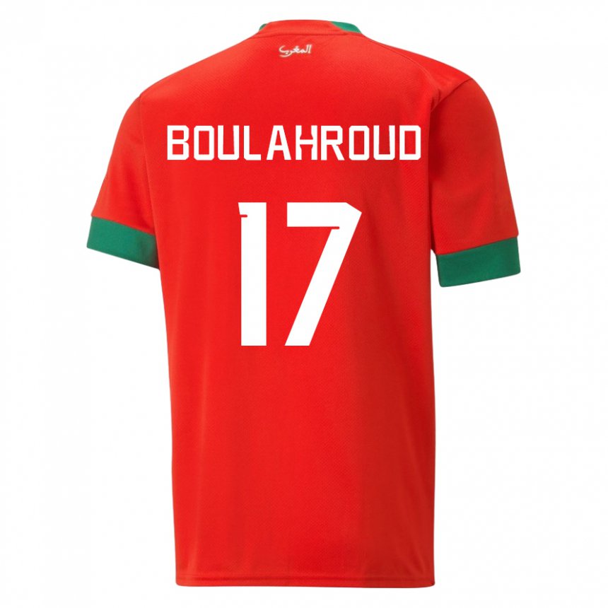 Kvinder Marokkos Charaf Eddine Boulahroud #17 Rød Hjemmebane Spillertrøjer 22-24 Trøje T-shirt