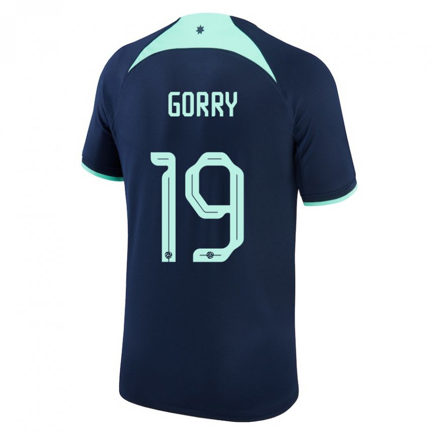 Kvinder Australiens Katrina Gorry #19 Mørkeblå Udebane Spillertrøjer 22-24 Trøje T-shirt