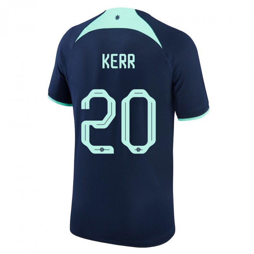 Kvinder Australiens Sam Kerr #20 Mørkeblå Udebane Spillertrøjer 22-24 Trøje T-shirt