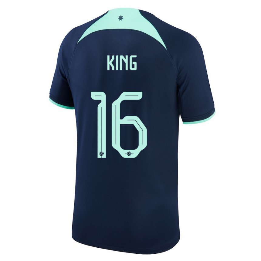 Kvinder Australiens Joel King #16 Mørkeblå Udebane Spillertrøjer 22-24 Trøje T-shirt