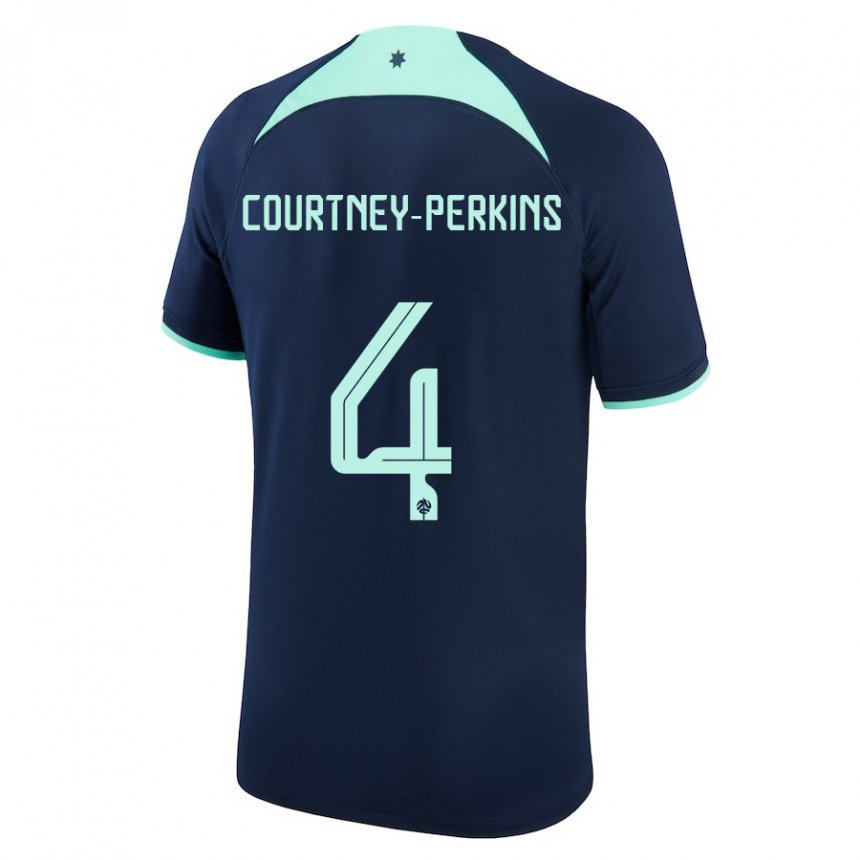 Kvinder Australiens Jordan Courtney Perkins #4 Mørkeblå Udebane Spillertrøjer 22-24 Trøje T-shirt