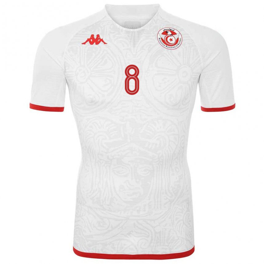 Kvinder Tunesiens Sabrine Mamay #8 Hvid Udebane Spillertrøjer 22-24 Trøje T-shirt