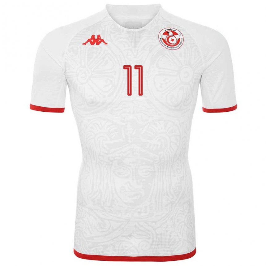 Kvinder Tunesiens Imen Mchara #11 Hvid Udebane Spillertrøjer 22-24 Trøje T-shirt