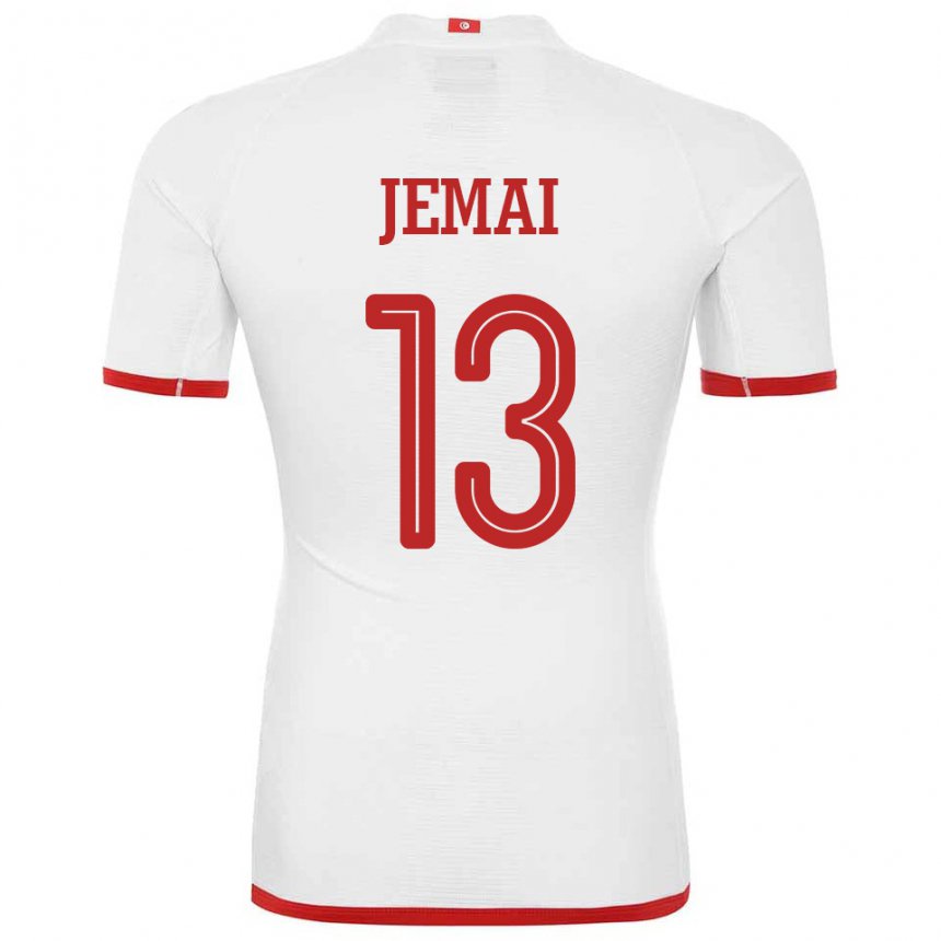Kvinder Tunesiens Yasmine Jemai #13 Hvid Udebane Spillertrøjer 22-24 Trøje T-shirt