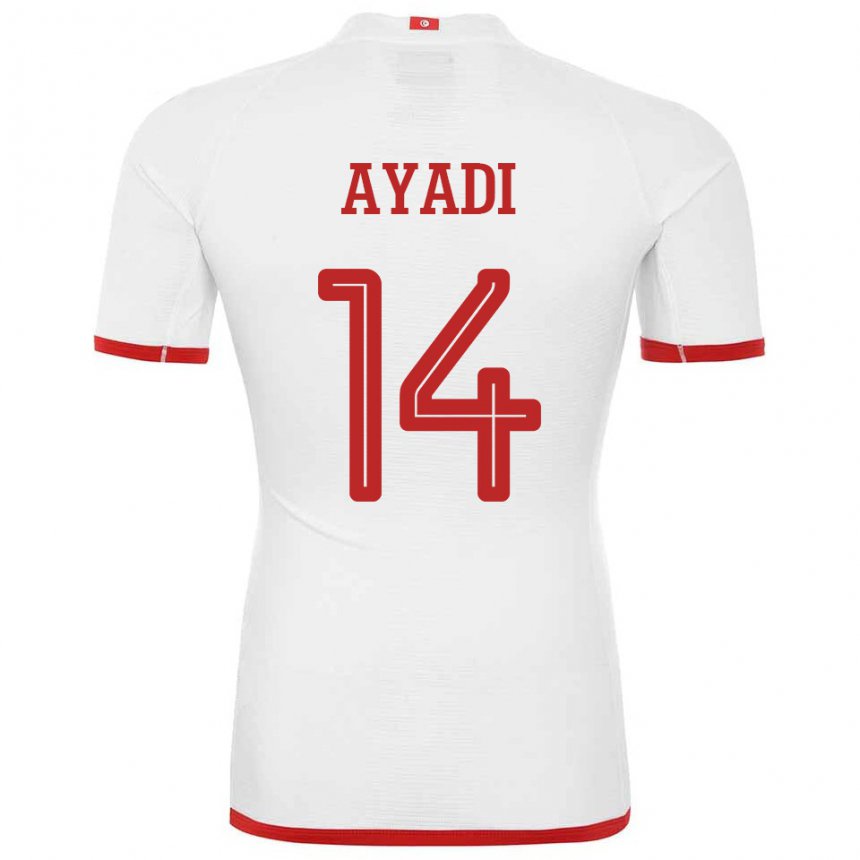 Kvinder Tunesiens Ghada Ayadi #14 Hvid Udebane Spillertrøjer 22-24 Trøje T-shirt