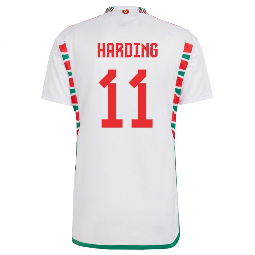 Kvinder Wales Natasha Harding #11 Hvid Udebane Spillertrøjer 22-24 Trøje T-shirt