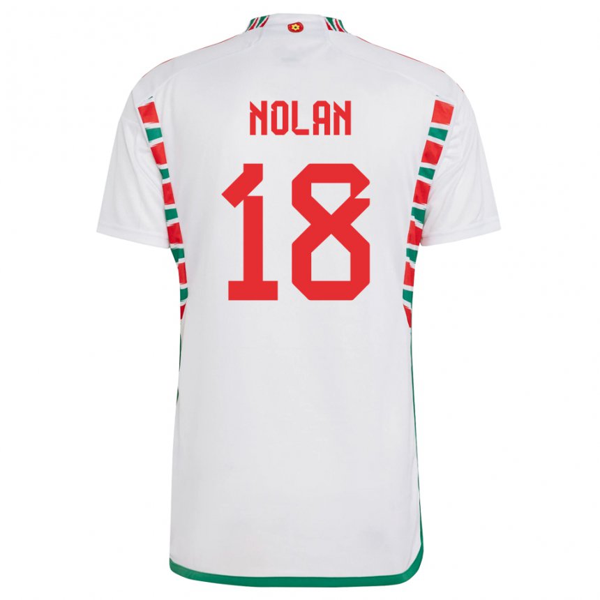 Kvinder Wales Kylie Nolan #18 Hvid Udebane Spillertrøjer 22-24 Trøje T-shirt