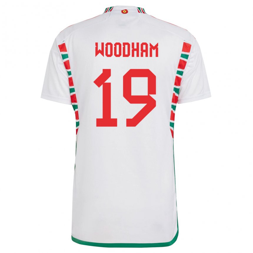 Kvinder Wales Lily Woodham #19 Hvid Udebane Spillertrøjer 22-24 Trøje T-shirt