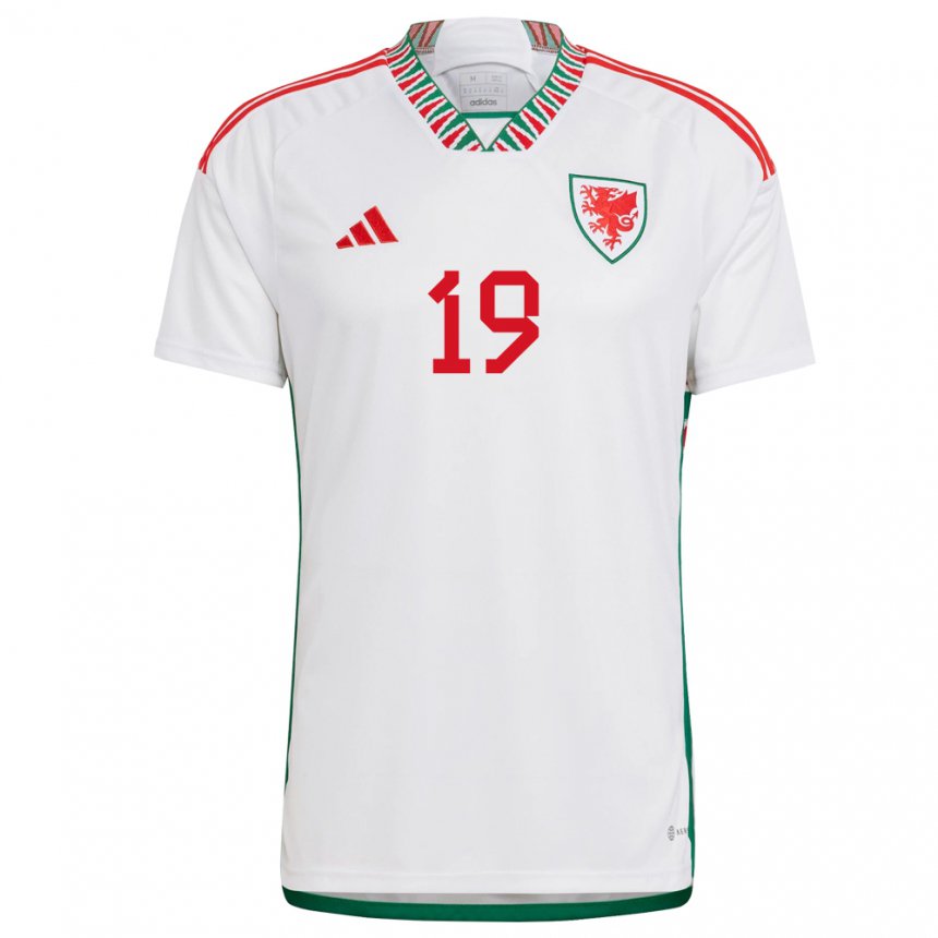 Kvinder Wales Lily Woodham #19 Hvid Udebane Spillertrøjer 22-24 Trøje T-shirt
