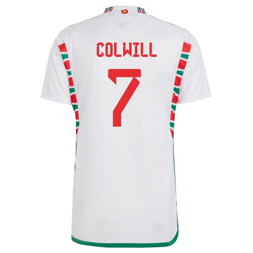 Kvinder Wales Joel Colwill #7 Hvid Udebane Spillertrøjer 22-24 Trøje T-shirt