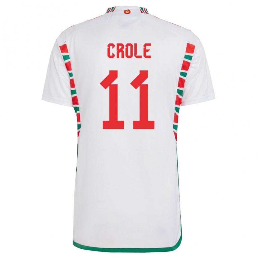 Kvinder Wales James Crole #11 Hvid Udebane Spillertrøjer 22-24 Trøje T-shirt