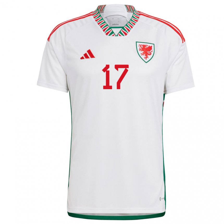 Kvinder Wales Zac Bell #17 Hvid Udebane Spillertrøjer 22-24 Trøje T-shirt