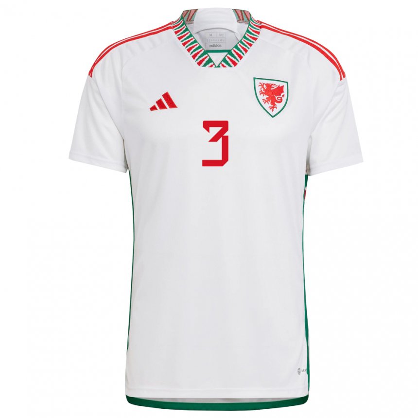Kvinder Wales Sebastian Dabrowski #3 Hvid Udebane Spillertrøjer 22-24 Trøje T-shirt