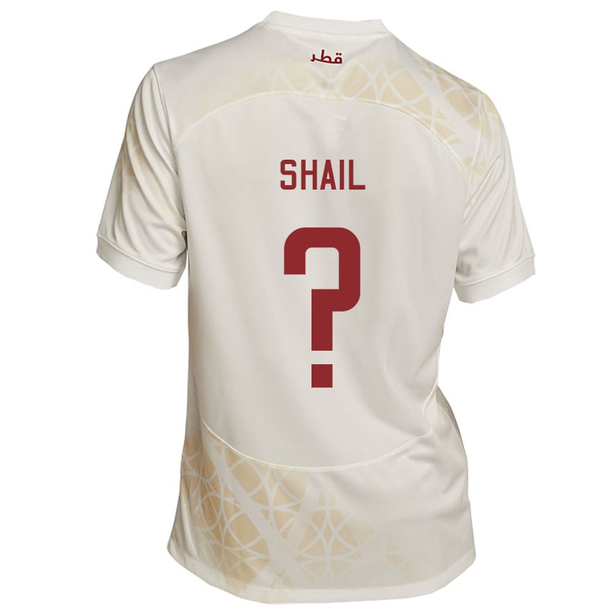 Kvinder Qatars Ahmad Shail #0 Gold Beige Udebane Spillertrøjer 22-24 Trøje T-shirt