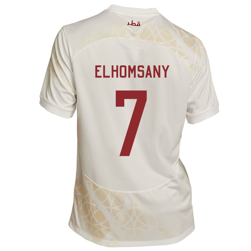Kvinder Qatars Yasmeen Elhomsany #7 Gold Beige Udebane Spillertrøjer 22-24 Trøje T-shirt