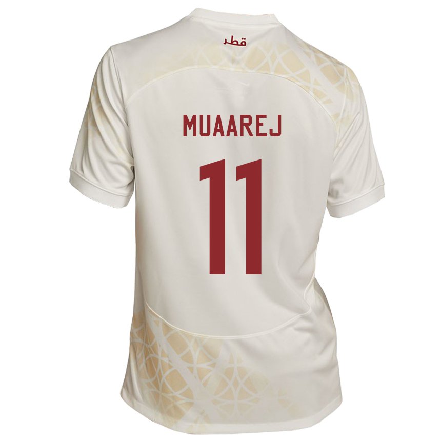 Kvinder Qatars Mooza Muaarej #11 Gold Beige Udebane Spillertrøjer 22-24 Trøje T-shirt