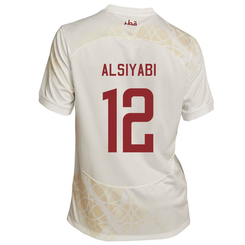 Kvinder Qatars Shaima Alsiyabi #12 Gold Beige Udebane Spillertrøjer 22-24 Trøje T-shirt