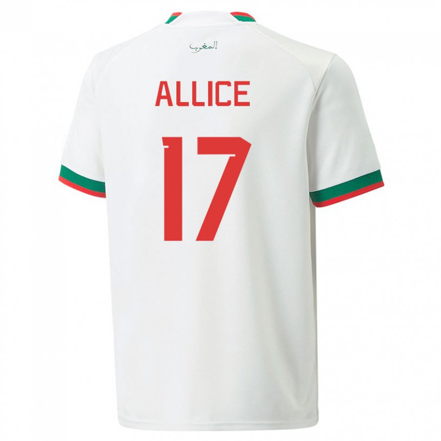 Kvinder Marokkos Eva Allice #17 Hvid Udebane Spillertrøjer 22-24 Trøje T-shirt
