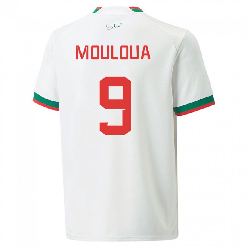 Kvinder Marokkos Ayoub Mouloua #9 Hvid Udebane Spillertrøjer 22-24 Trøje T-shirt