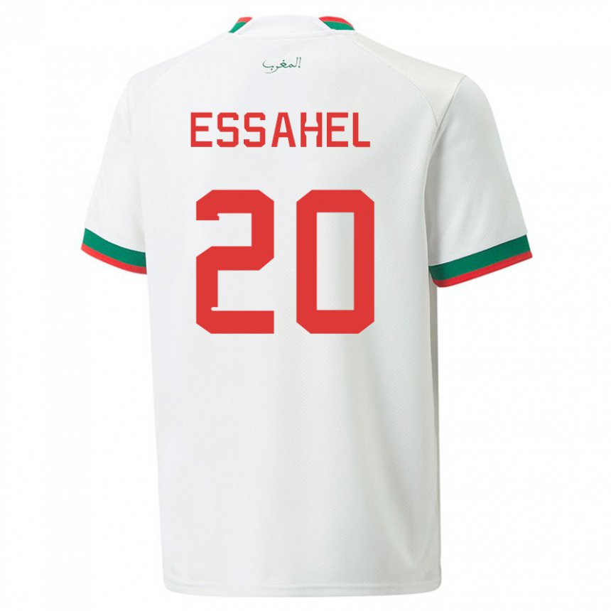 Kvinder Marokkos Mohammed Amine Essahel #20 Hvid Udebane Spillertrøjer 22-24 Trøje T-shirt
