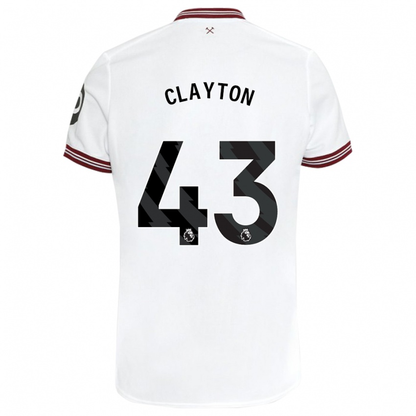 Børn Regan Clayton #43 Hvid Udebane Spillertrøjer 2023/24 Trøje T-Shirt