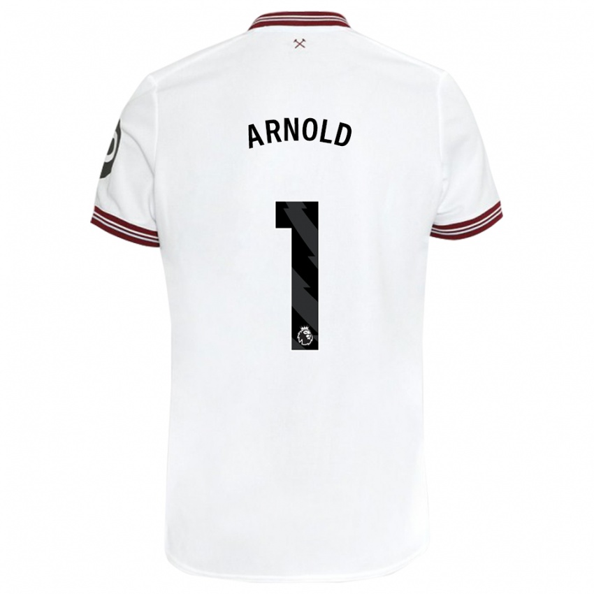 Børn Mackenzie Arnold #1 Hvid Udebane Spillertrøjer 2023/24 Trøje T-Shirt
